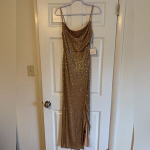 Laundry By Shelli Segal Gold Sequin Maxi Dress
